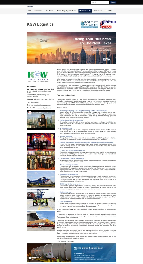 As featured in UK Institute of Export & International Trade - Doing Business with Malaysia Guide